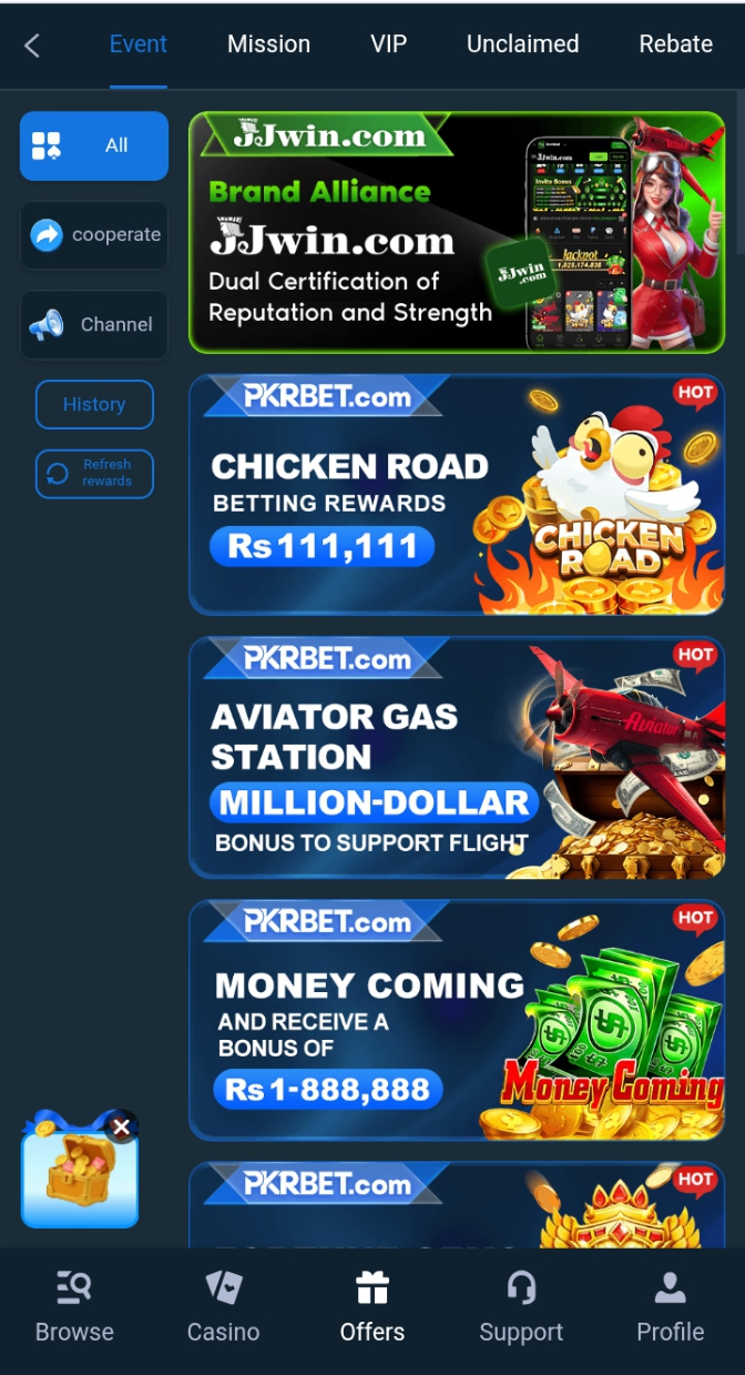 Q5 Bet Game homepage screenshot with earning features